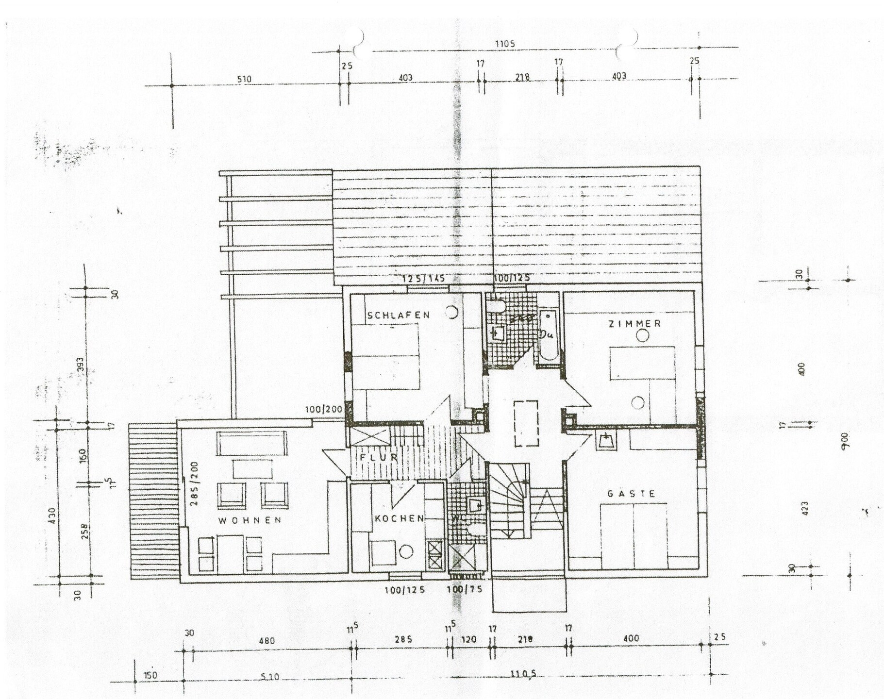 Grundriss-1.OG ( aktuell 2 Wohnungen )